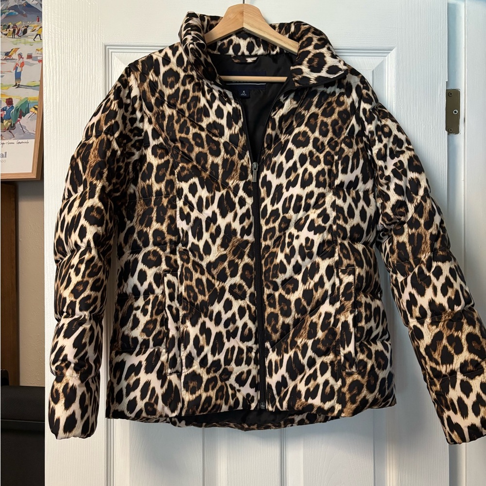 Like-New Cheetah Print Down Jacket